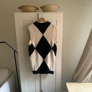 ASOS Black and White Argyle Sweater Dress